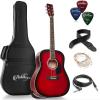 imageAshthorpe FullSize Dreadnought AcousticElectric Guitar Bundle  Premium Tonewoods  BlackRed