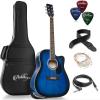 imageAshthorpe FullSize Dreadnought Cutaway AcousticElectric Guitar Bundle  Premium Tonewoods  BlueBlue