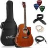 imageAshthorpe FullSize Dreadnought Cutaway AcousticElectric Guitar Bundle  Premium Tonewoods  BlueBrown