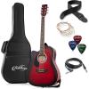 imageAshthorpe FullSize LeftHanded Dreadnought Cutaway AcousticElectric Guitar Bundle  Premium Tonewoods  BlackRed