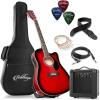 imageAshthorpe FullSize Thinline Cutaway Acoustic Electric Guitar Package with 10 Watt Amp  BrownRed