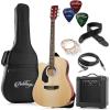 imageAshthorpe Left Handed FullSize Dreadnought Cutaway Acoustic Electric Guitar Package with 10 Watt Amp  BlackNatural