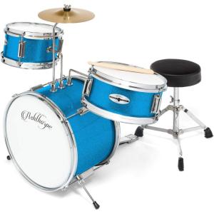 imageAshthorpe 3Piece Complete Drum Set  Beginner Kit with 14quot Bass Adjustable Throne Cymbal Pedal ampamp Drumsticks  BlackBlue