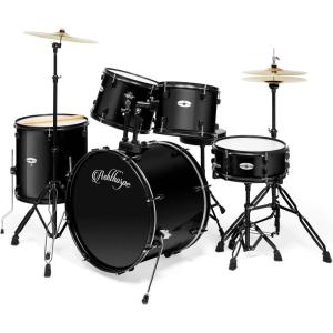 imageAshthorpe 5Piece Complete Full Size Adult Drum Set with Remo Batter Heads  BlackBlack