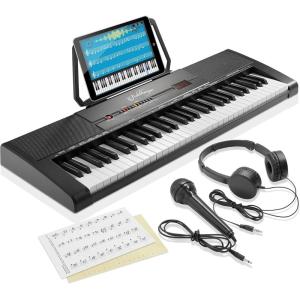 imageAshthorpe 61Key Digital Electronic Keyboard Piano Portable Beginner Kit with Headphones Mic and Keynote Stickers
