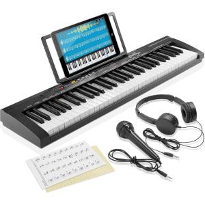 imageAshthorpe 61Key Digital Electronic Keyboard Piano for Beginners Includes Headphones Mic and Keynote Stickers