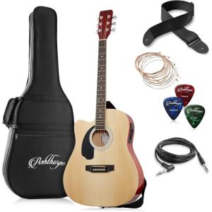 imageAshthorpe FullSize LeftHanded Dreadnought Cutaway AcousticElectric Guitar Bundle  Premium Tonewoods  BlackNatural