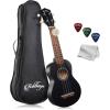 imageAshthorpe Soprano Ukulele for Beginners  Black 21inch 4 String Uke Starter Bundle Kit for Kids with Gig Bag Cloth and PicksBlack