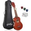 imageAshthorpe Soprano Ukulele for Beginners  Black 21inch 4 String Uke Starter Bundle Kit for Kids with Gig Bag Cloth and PicksMahogany