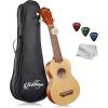 imageAshthorpe Soprano Ukulele for Beginners  Black 21inch 4 String Uke Starter Bundle Kit for Kids with Gig Bag Cloth and PicksTwoTone Natural