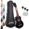 imageAshthorpe Soprano Ukulele for Beginners  Black 21inch 4 String Uke Starter Bundle Kit for Kids with Gig Bag Cloth and PicksBlack