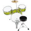 imageAshthorpe 3Piece Complete Drum Set  Beginner Kit with 14 Bass Adjustable Throne Cymbal Pedal amp Drumsticks  PurpleGreen