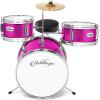 imageAshthorpe 3Piece Complete Drum Set  Beginner Kit with 14 Bass Adjustable Throne Cymbal Pedal amp Drumsticks  PurplePink
