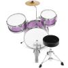 imageAshthorpe 3Piece Complete Drum Set  Beginner Kit with 14 Bass Adjustable Throne Cymbal Pedal amp Drumsticks  PurplePurple