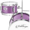 imageAshthorpe 3Piece Complete Drum Set  Beginner Kit with 14 Bass Adjustable Throne Cymbal Pedal amp Drumsticks  PurplePurple