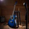 imageAshthorpe FullSize LeftHanded Cutaway Thinline AcousticElectric Guitar Package  Premium Tonewoods  BlueBlue