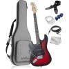 imageAshthorpe 39Inch Left Handed Electric Guitar RedBlack FullSize Guitar Kit with Padded Gig Bag Tremolo Bar Strap Strings Cable Cloth PicksRedBlack