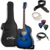 imageAshthorpe FullSize LeftHanded Cutaway Thinline AcousticElectric Guitar Package  Premium Tonewoods  BlueBlue